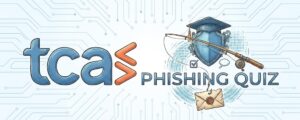 een logo van een phishing quiz van tca met een hengel